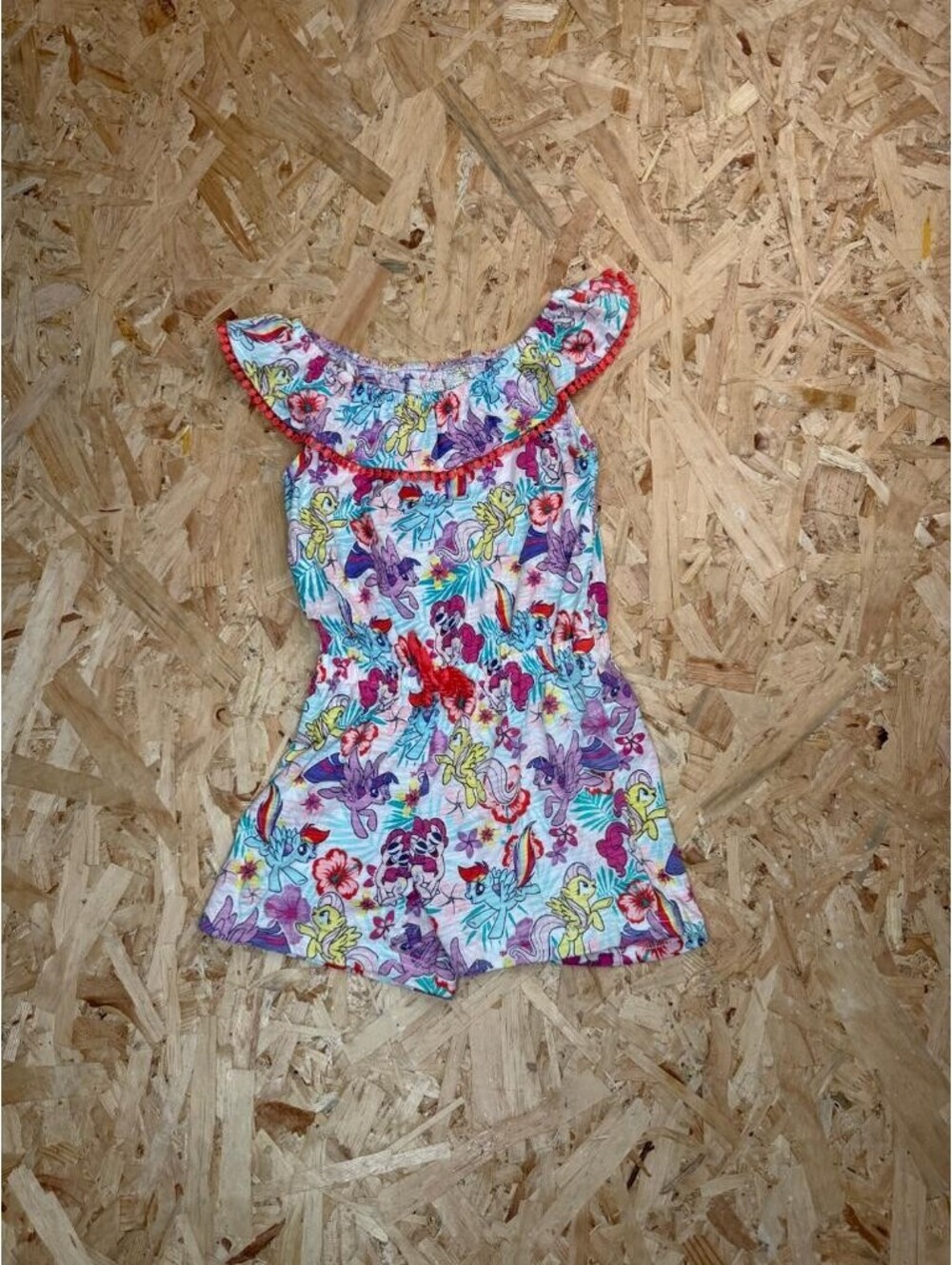 365 Kids From Garanimals My Little Pony Girls Romper Size 6 Multicolor Pom Trim